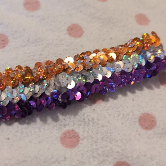 Orange Silver Purple Sequence Headband - Picture 4 of 6
